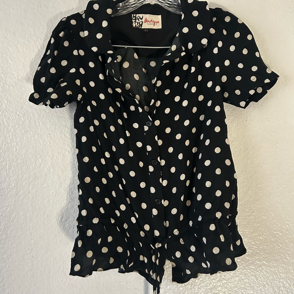 Vintage Jaeger Polka Dot Ruffled Blouse Sz 6 Timeless Pinup Classic Housewife - Picture 12 of 12